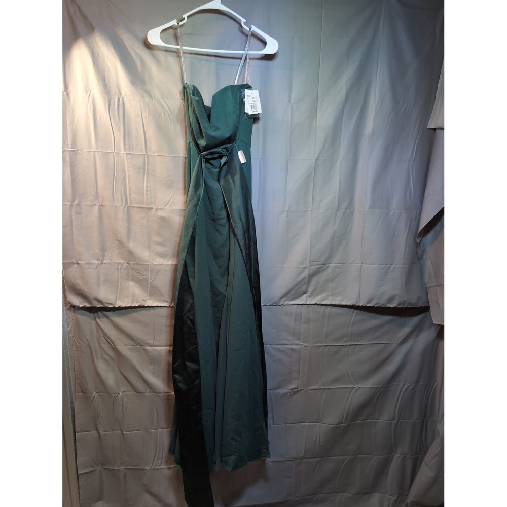 Vera Wang Forest‎ Green Strapless Crepe Gown Size 6 Prom Formal Bridesmaid
